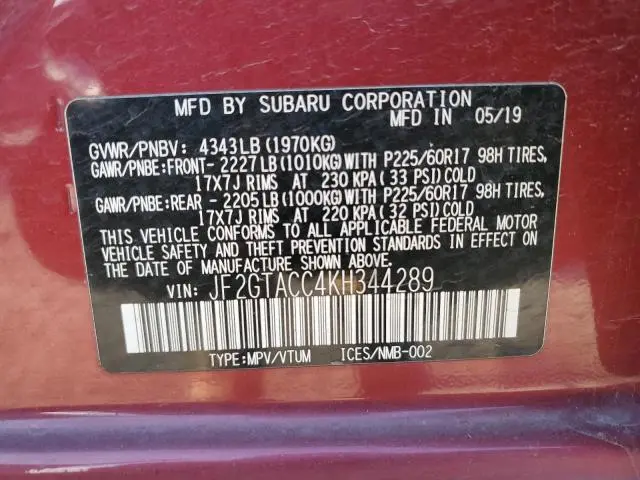 2019 SUBARU CROSSTREK PREMIUM  