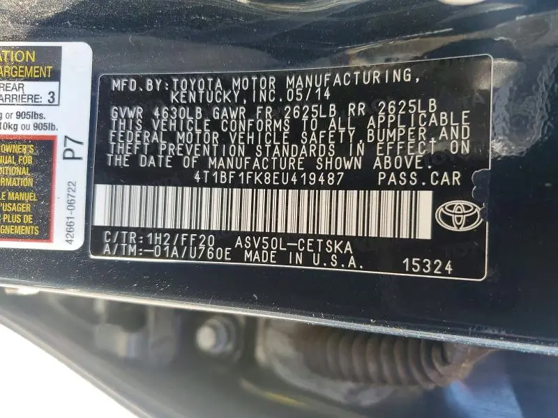 2014 TOYOTA CAMRY SE  