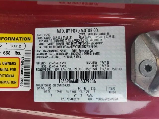 2017 FORD MUSTANG   