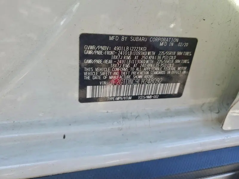 2020 SUBARU CROSSTREK LIMITED  