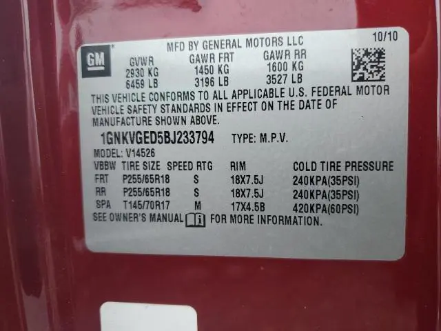 2011 CHEVROLET TRAVERSE LT  