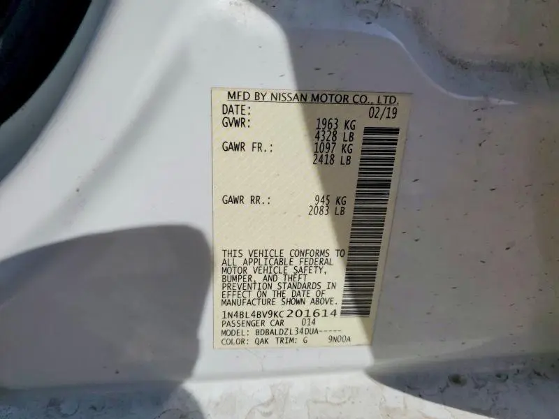 2019 NISSAN ALTIMA S  