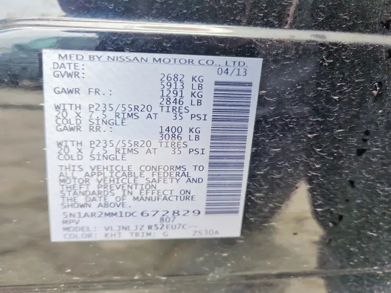 2013 NISSAN PATHFINDER S  