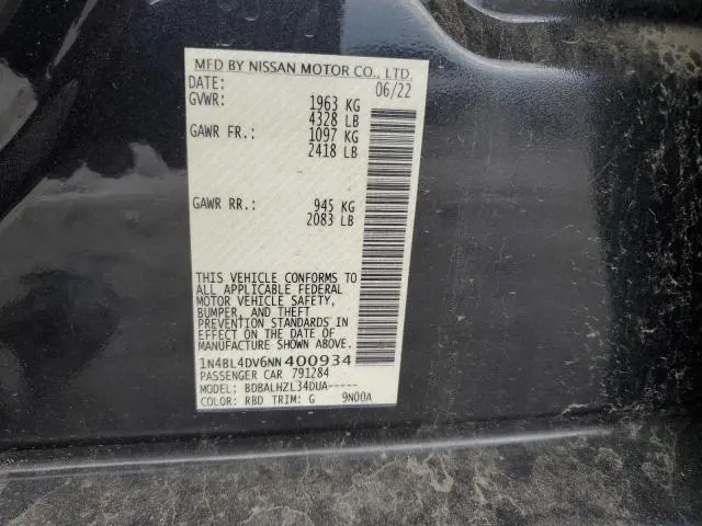 2022 NISSAN ALTIMA SV  