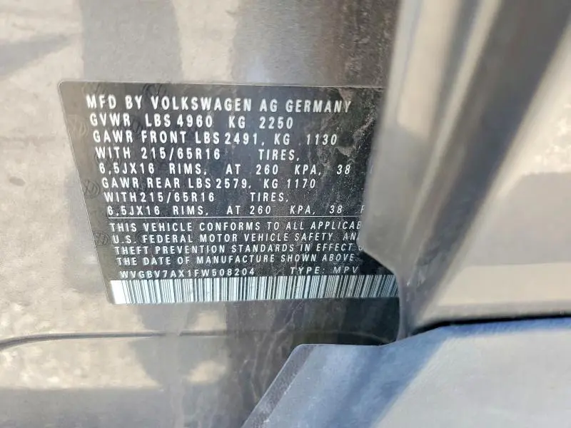 2015 VOLKSWAGEN TIGUAN S  