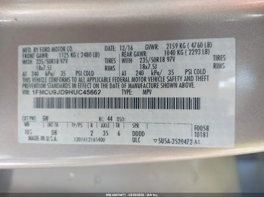 2017 FORD ESCAPE TITANIUM