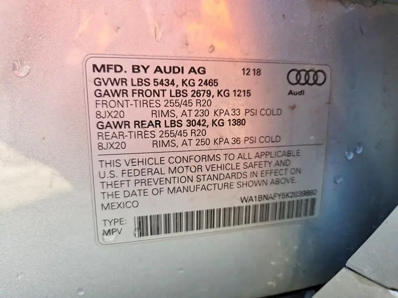 2019 AUDI Q5 PREMIUM PLUS  