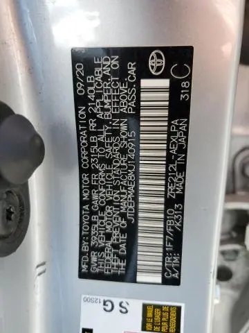 2021 TOYOTA COROLLA LE  