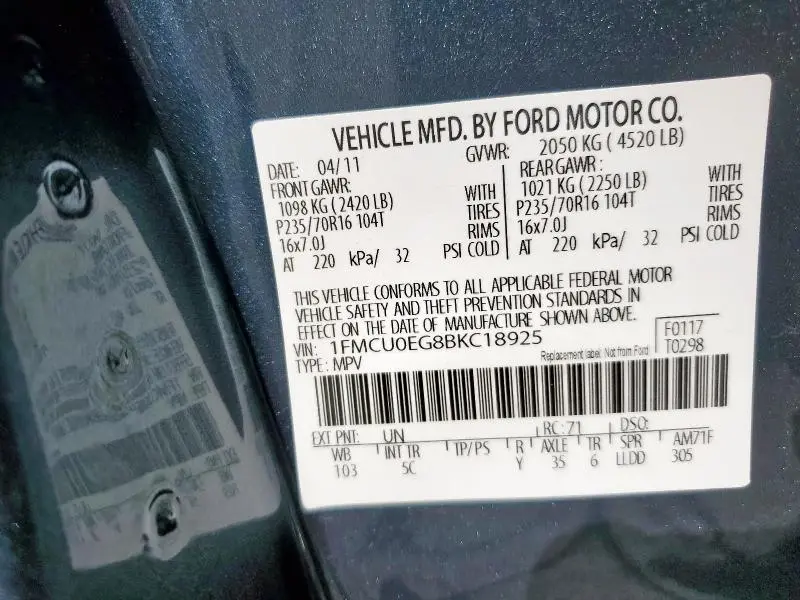 2011 FORD ESCAPE LIMITED  