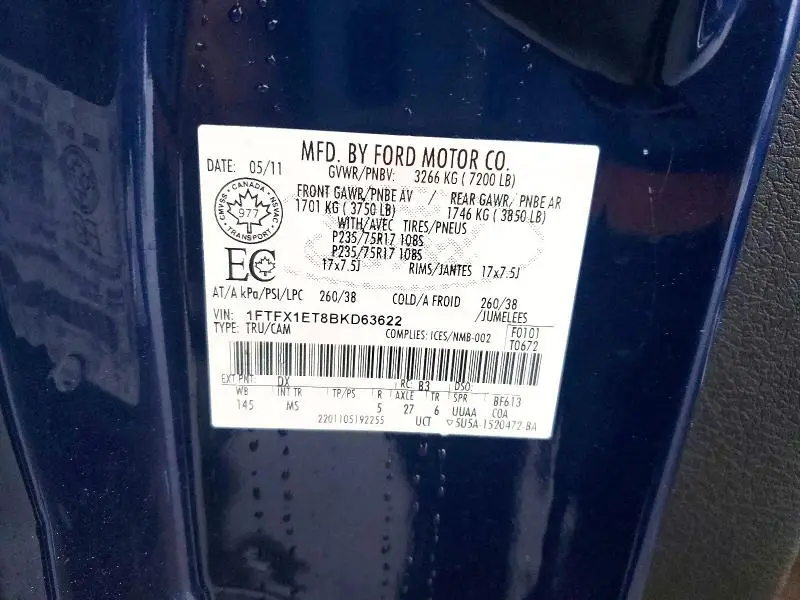 2011 FORD F150 SUPER CAB  