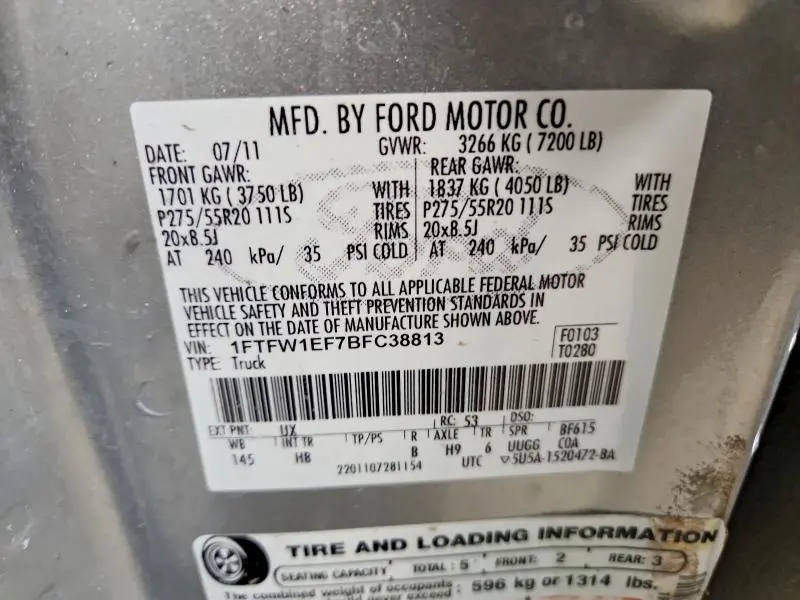2011 FORD F150 SUPERCREW  