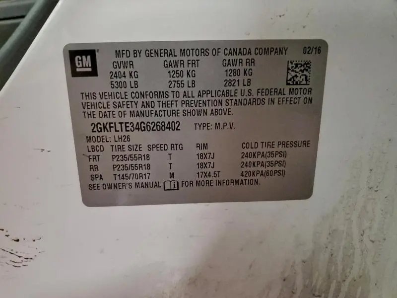 2016 GMC TERRAIN SLE  