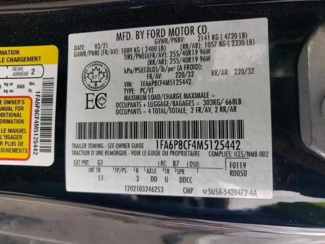 2021 FORD MUSTANG GT  