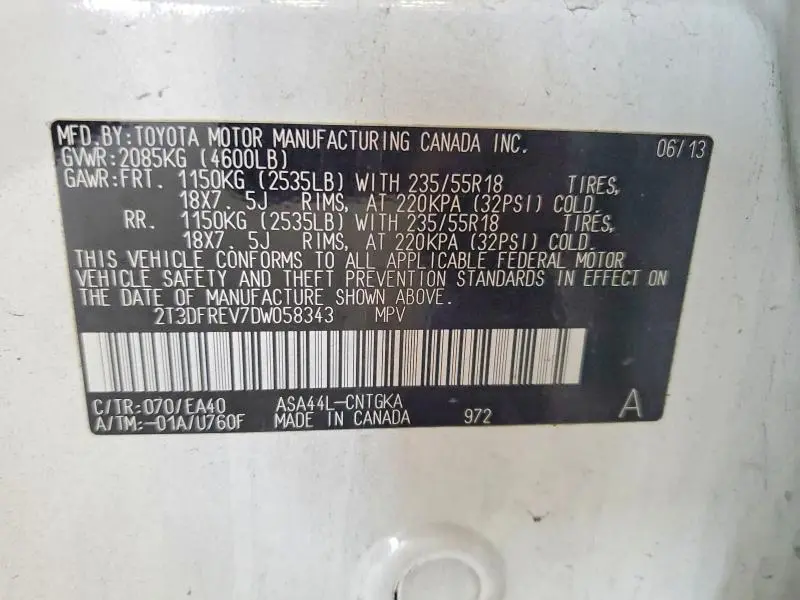 2013 TOYOTA RAV4 LIMITED  