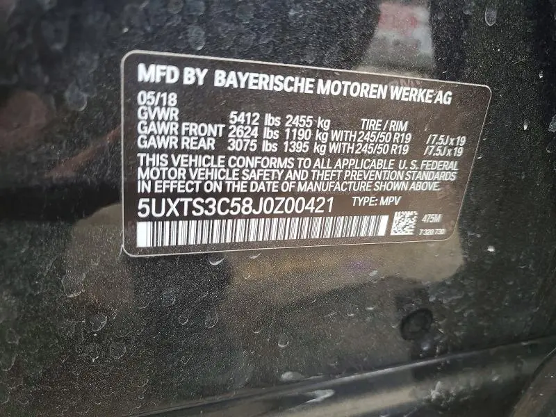 2018 BMW X3 XDRIVEM40I  
