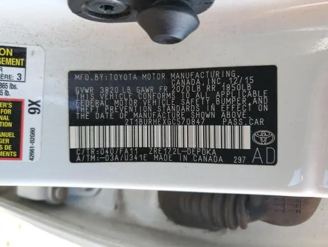 2016 TOYOTA COROLLA L  