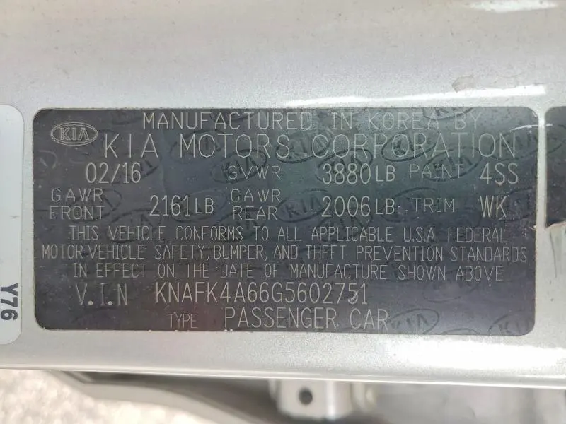 2016 KIA FORTE LX  