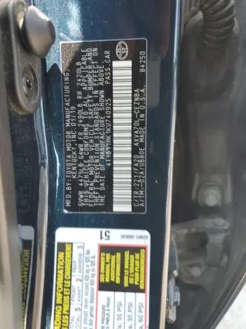 2019 TOYOTA CAMRY L  