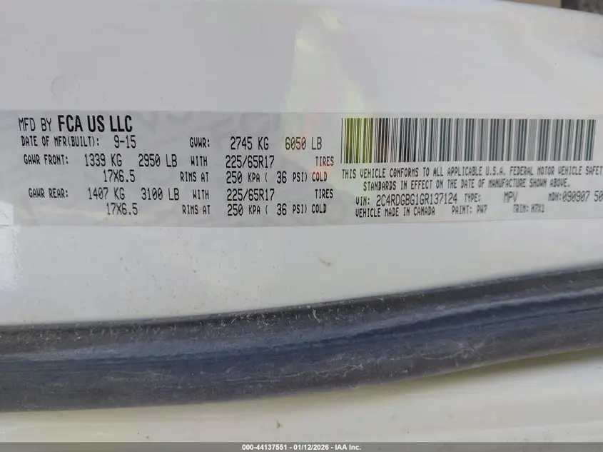 2016 DODGE GRAND CARAVAN SE