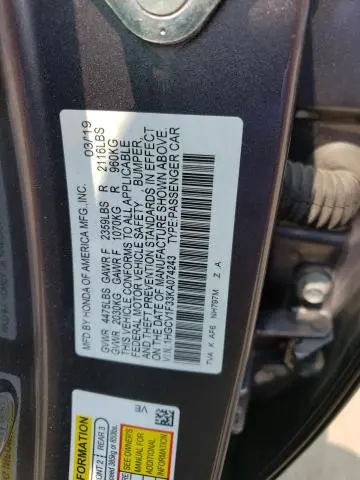 2019 HONDA ACCORD SPORT  