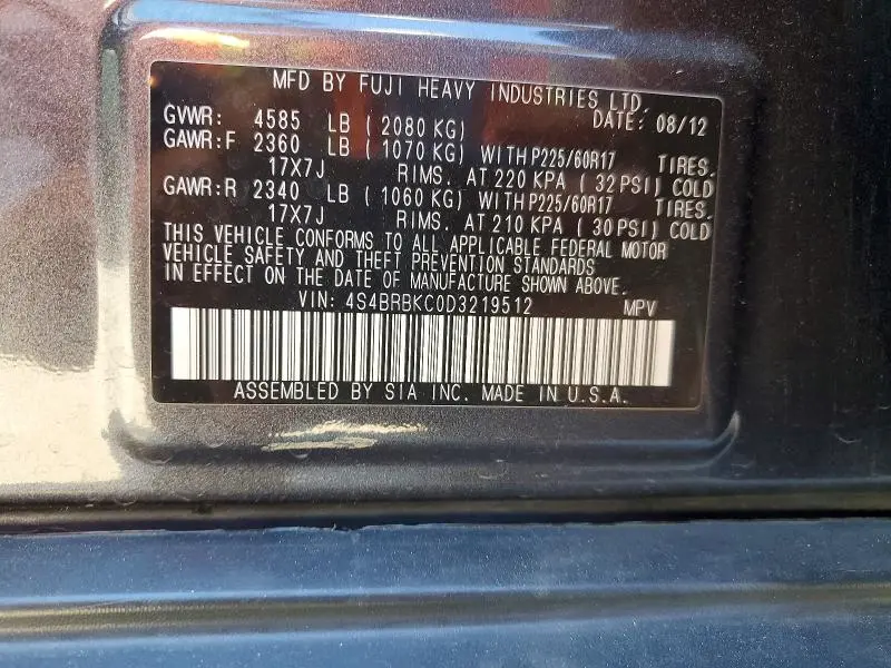 2013 SUBARU OUTBACK 2.5I LIMITED  