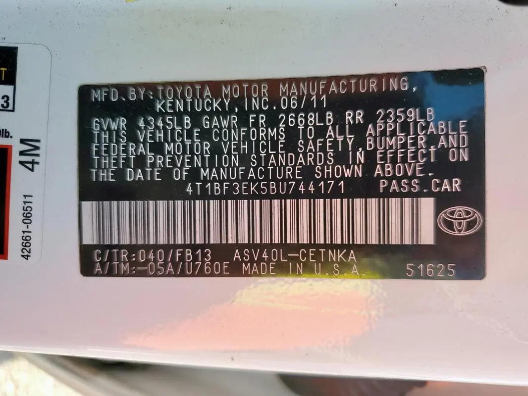 2011 TOYOTA CAMRY BASE  