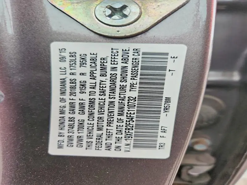 2015 HONDA CIVIC LX  