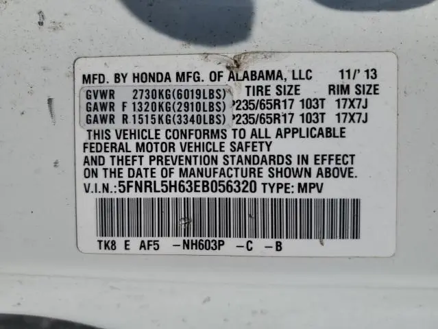 2014 HONDA ODYSSEY EXL  