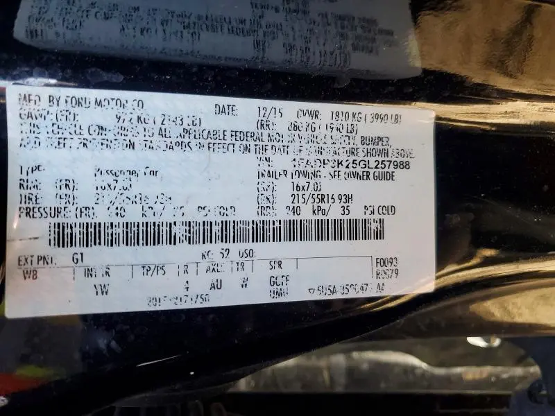 2016 FORD FOCUS SE  