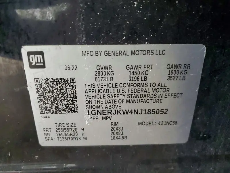 2022 CHEVROLET TRAVERSE RS  