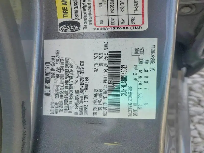 2011 FORD FUSION SEL  