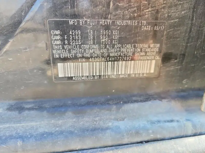 2017 SUBARU IMPREZA SPORT  