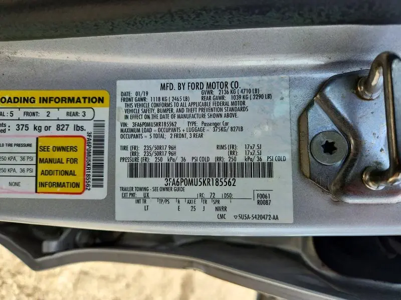 2019 FORD FUSION SEL  