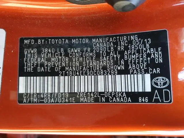 2013 TOYOTA COROLLA BASE