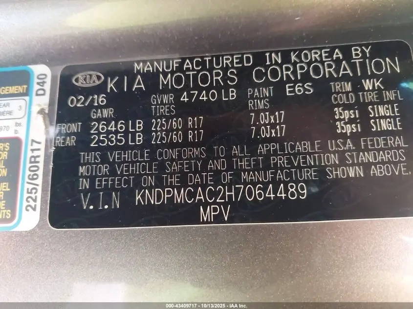 2017 KIA SPORTAGE LX