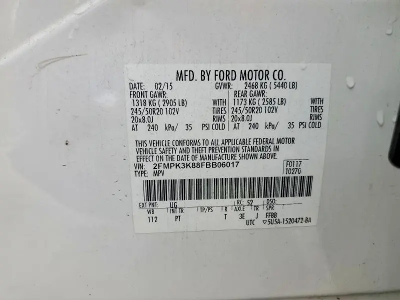 2015 FORD EDGE TITANIUM  