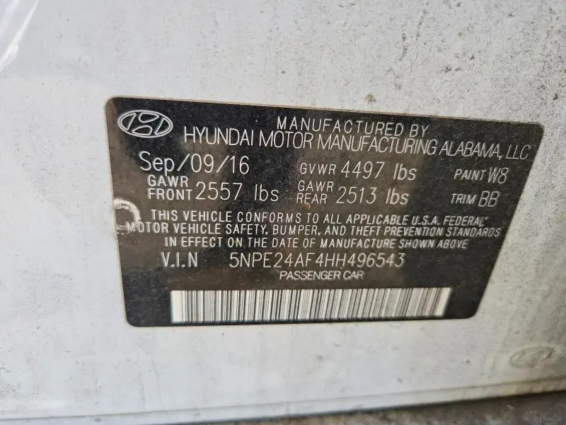 2017 HYUNDAI SONATA SE  