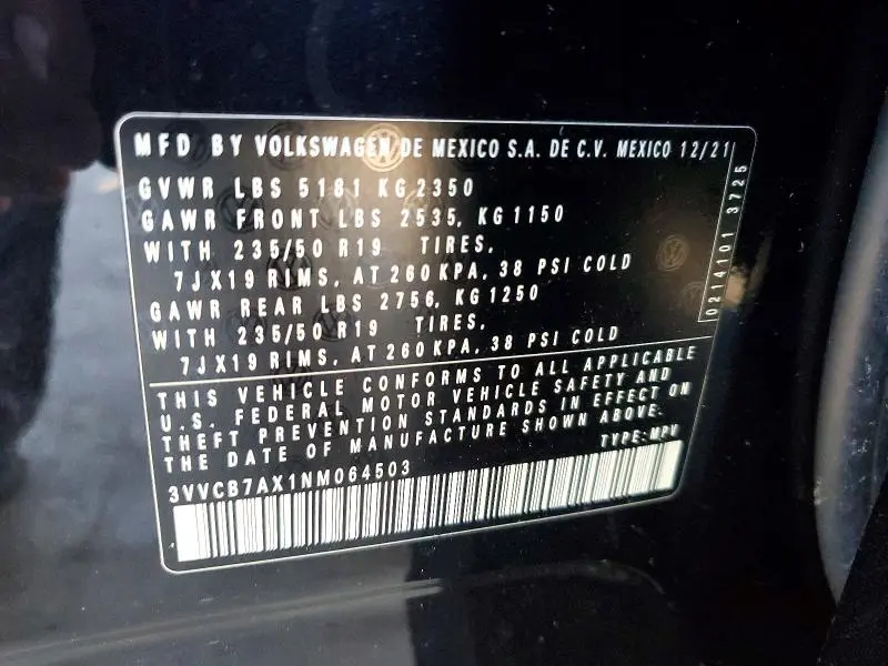 2022 VOLKSWAGEN TIGUAN SE R-LINE BLACK  