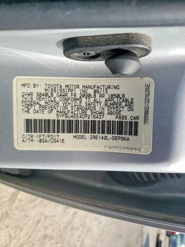 2013 TOYOTA COROLLA S  