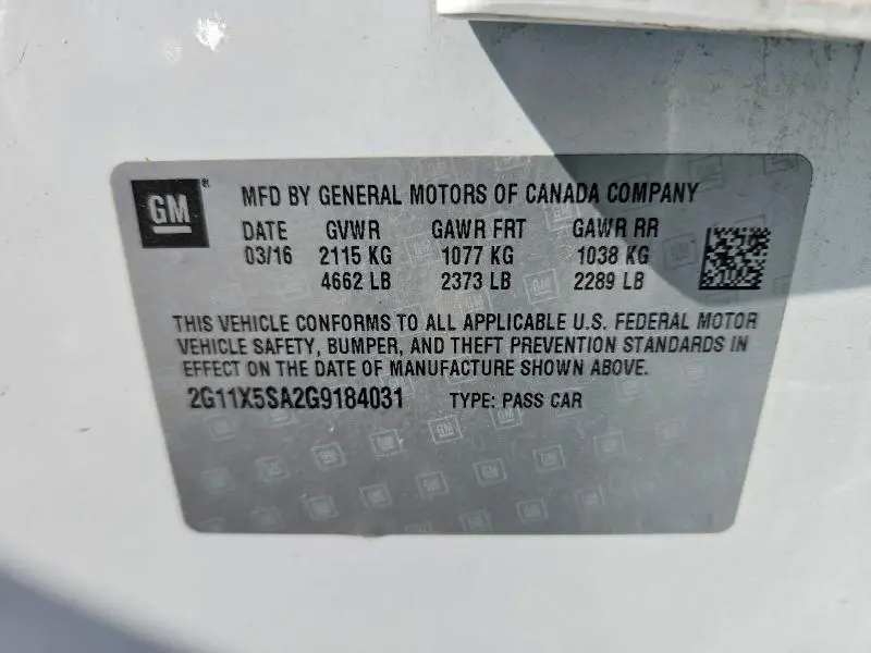 2016 CHEVROLET IMPALA LS  