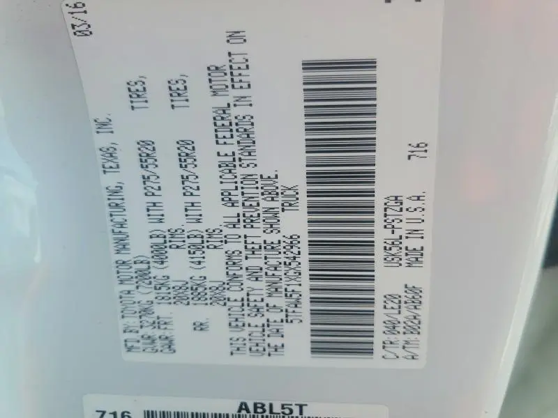 2016 TOYOTA TUNDRA PLATINUM  