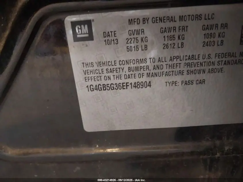 2014 BUICK LACROSSE LEATHER GROUP