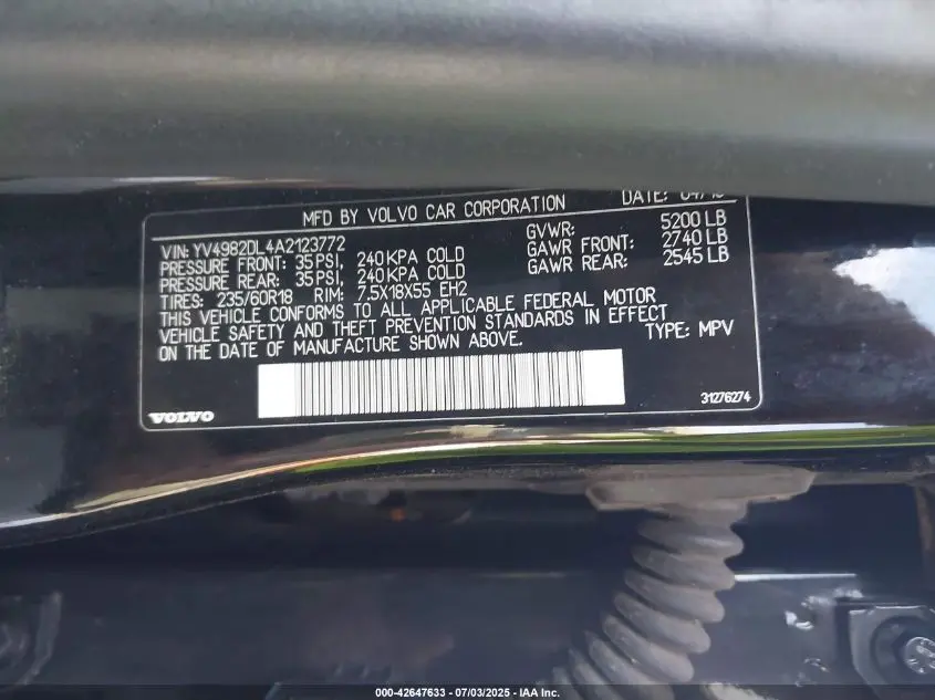 2010 VOLVO XC60 3.2