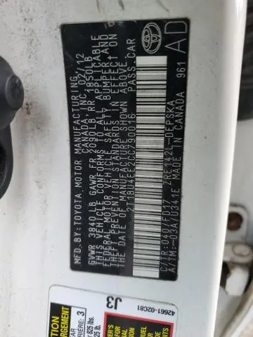 2012 TOYOTA COROLLA BASE  