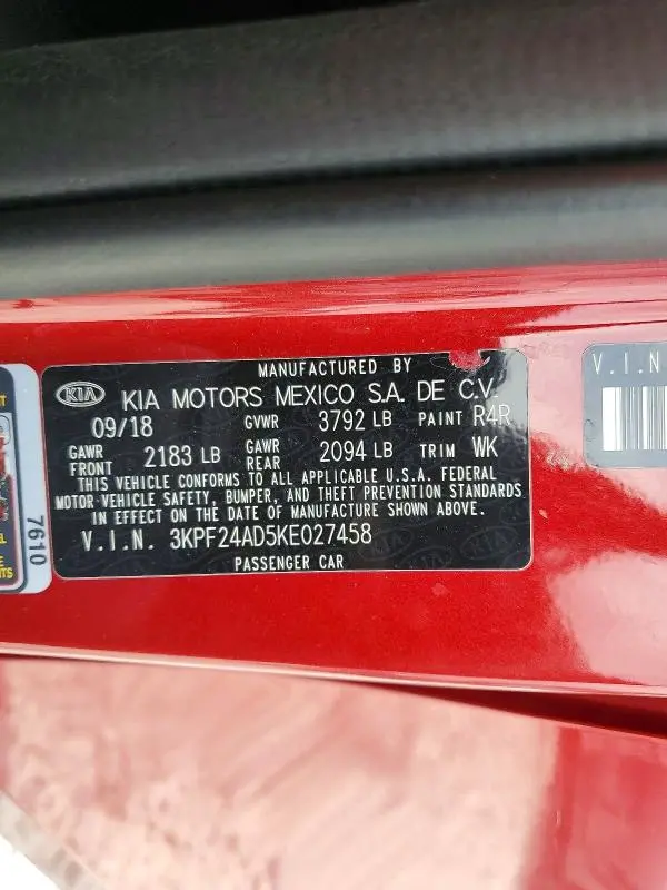 2019 KIA FORTE LXS  