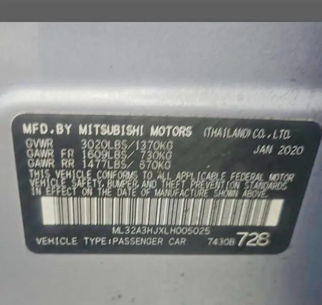 2020 MITSUBISHI MIRAGE ES  