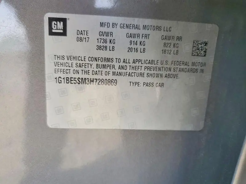 2017 CHEVROLET CRUZE LT  