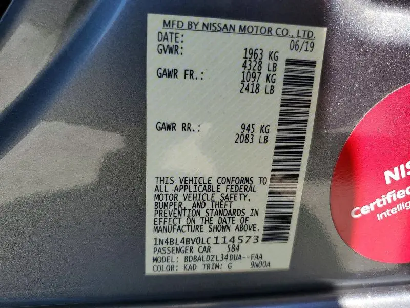 2020 NISSAN ALTIMA S  