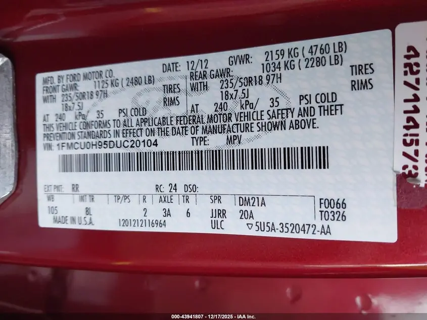 2013 FORD ESCAPE SEL