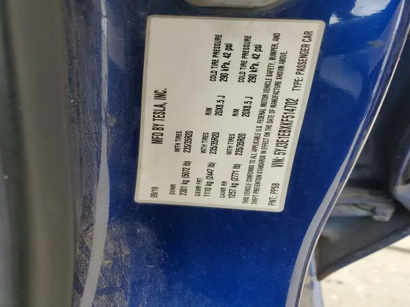 2019 TESLA MODEL 3   